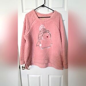 Faded Glory Pink Fleece Sweater with Penguin Design